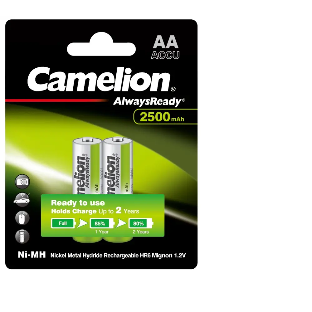 Фото Аккумуляторная батарейка Camelion Always Ready AA (HR6) Ni-Mh 2500 мАч 2 шт. Фото Аккумуляторная батарейка Camelion Always Ready AA (HR6) Ni-Mh 2500 мАч 2 шт.