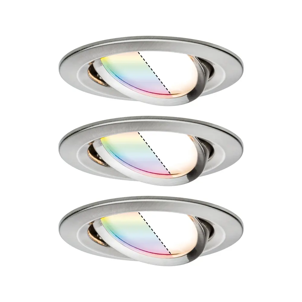 Фото 2 Светильник встраиваемый Paulmann Zigbee LED Nova Coin RGBW 3x2.5Вт никель 92965 Фото 2 Светильник встраиваемый Paulmann Zigbee LED Nova Coin RGBW 3x2.5Вт никель 92965