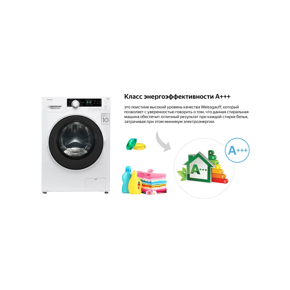Фото 8 Стиральная машина Weissgauff WM 4927 DC Inverter 60x85x50 см, 7 кг, цвет белый Фото 8 Стиральная машина Weissgauff WM 4927 DC Inverter 60x85x50 см, 7 кг, цвет белый