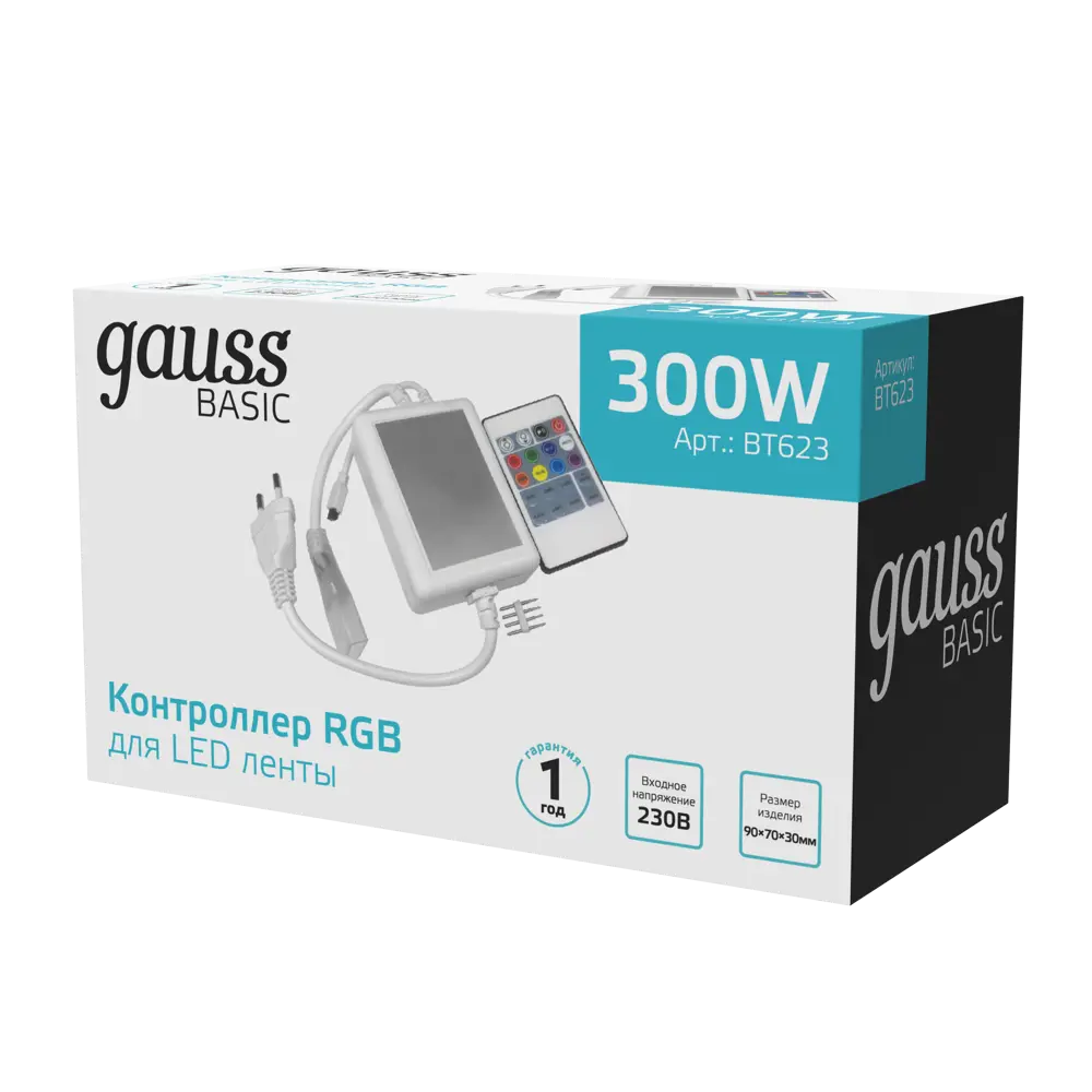 Фото 2 Контроллер RGB для светодиодной ленты Gauss 220 В 300 Вт IP20 Фото 2 Контроллер RGB для светодиодной ленты Gauss 220 В 300 Вт IP20