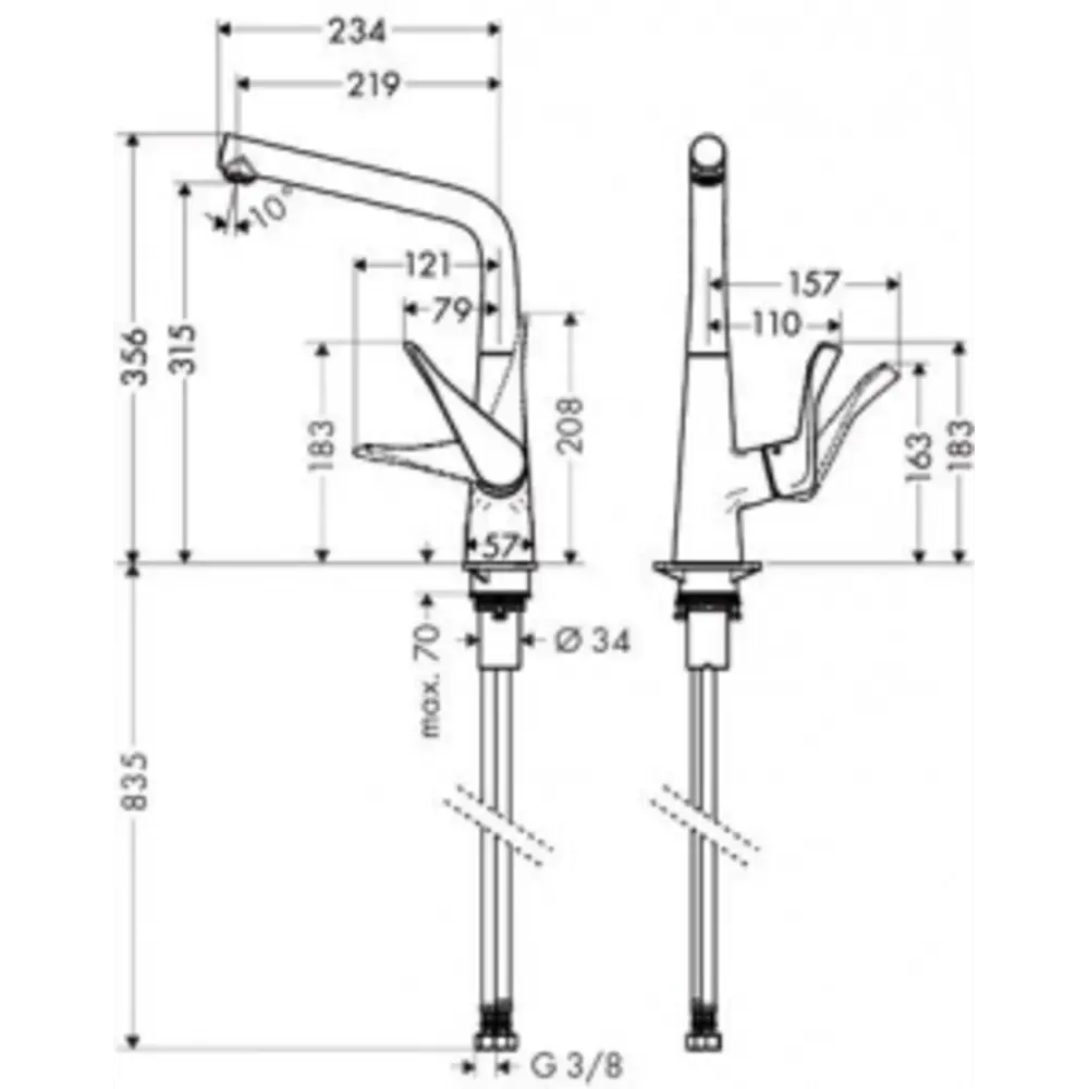 Фото 2 Смеситель для кухни Hansgrohe HG Metris сталь 14822800 Фото 2 Смеситель для кухни Hansgrohe HG Metris сталь 14822800