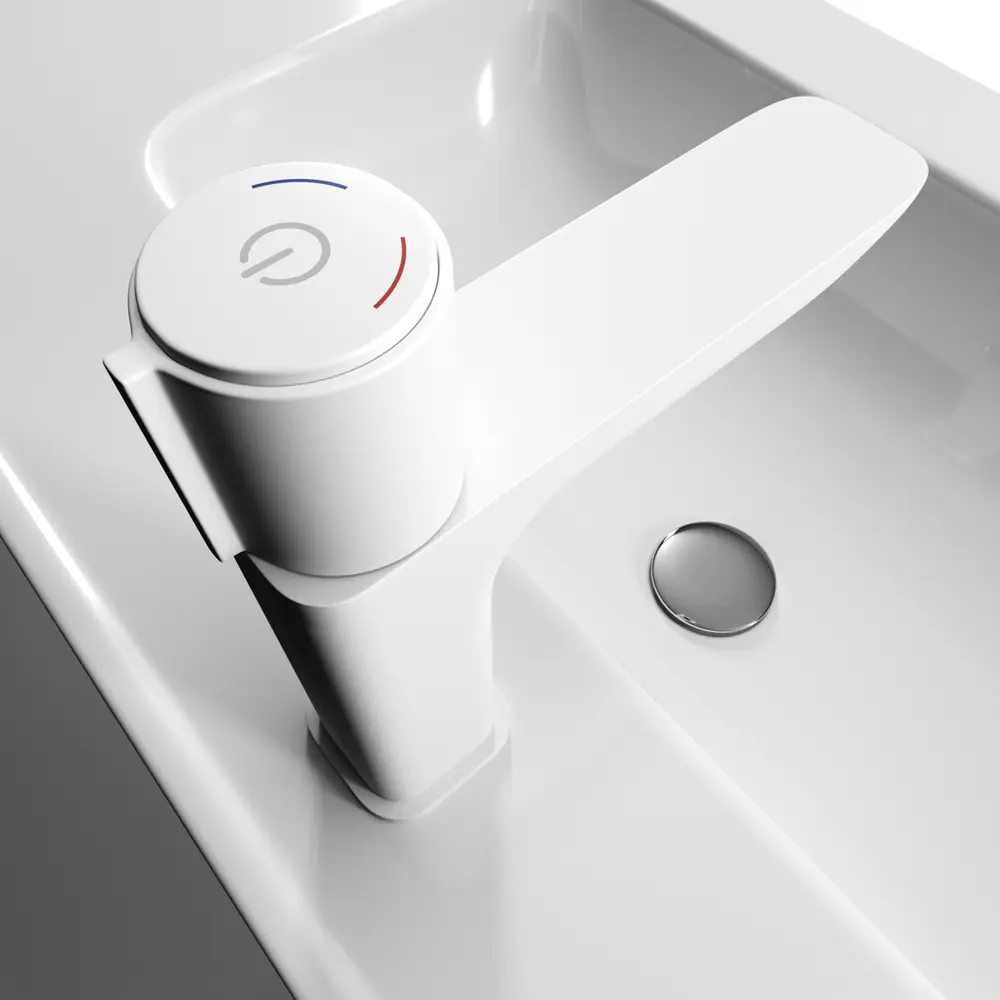 Фото 9 Смеситель для умывальника с инновационным управлением Push Control белый матовый Slide Iddis SLIWTBTi01 Фото 9 Смеситель для умывальника с инновационным управлением Push Control белый матовый Slide Iddis SLIWTBTi01
