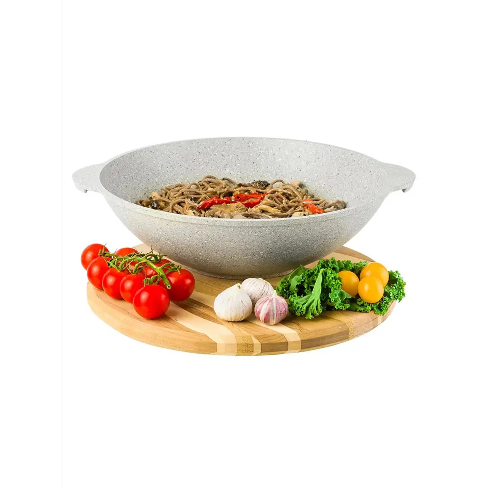 Фото 4 Сковорода ВОК Elan Gallery 120375 ГАРМОНИЯ ВКУСА 28см 3л D28 Серый агат с крышкой Фото 4 Сковорода ВОК Elan Gallery 120375 ГАРМОНИЯ ВКУСА 28см 3л D28 Серый агат с крышкой