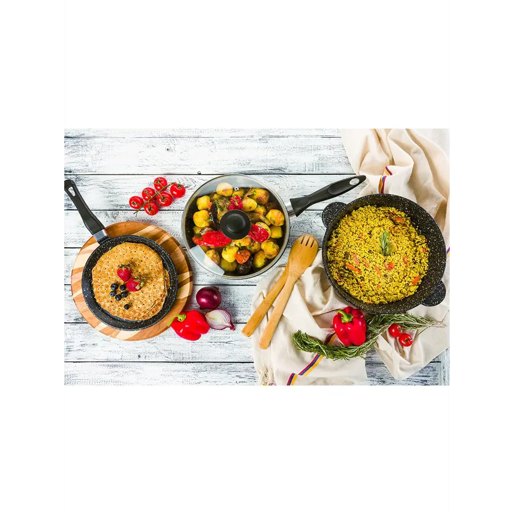Фото 9 Сковорода глубокая Elan Gallery ГАРМОНИЯ ВКУСА 120135 24см,Черный мрамор с крышкой D24, несъёмная ручка Фото 9 Сковорода глубокая Elan Gallery ГАРМОНИЯ ВКУСА 120135 24см,Черный мрамор с крышкой D24, несъёмная ручка