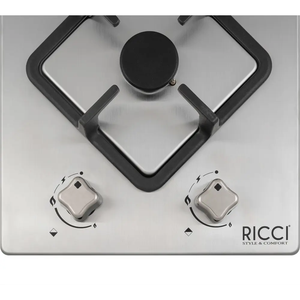 Фото 3 Газовая варочная панель Ricci RGN-KA2002IX 29 см 2 конфорки цвет серебряный Фото 3 Газовая варочная панель Ricci RGN-KA2002IX 29 см 2 конфорки цвет серебряный