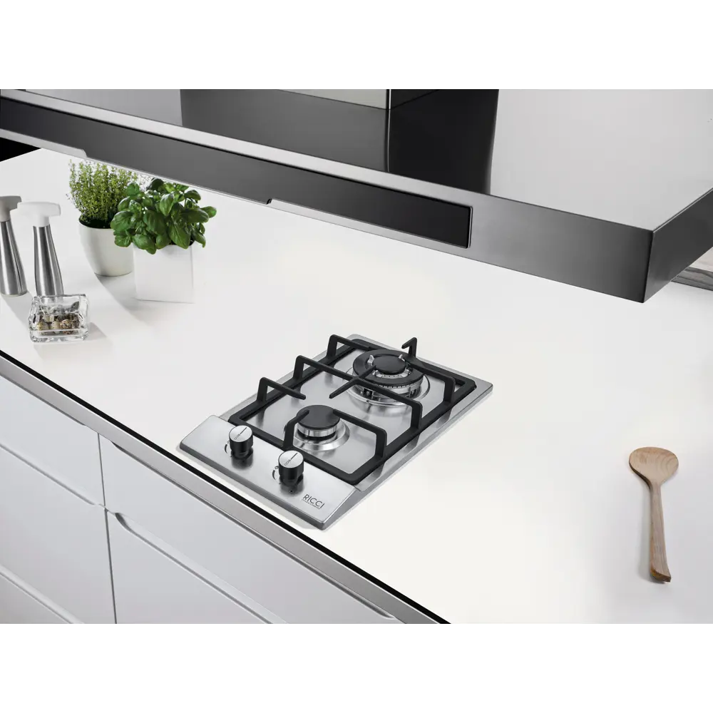 Фото 3 Газовая варочная панель Ricci HBS2301 31 см 2 конфорки цвет серебряный Фото 3 Газовая варочная панель Ricci HBS2301 31 см 2 конфорки цвет серебряный