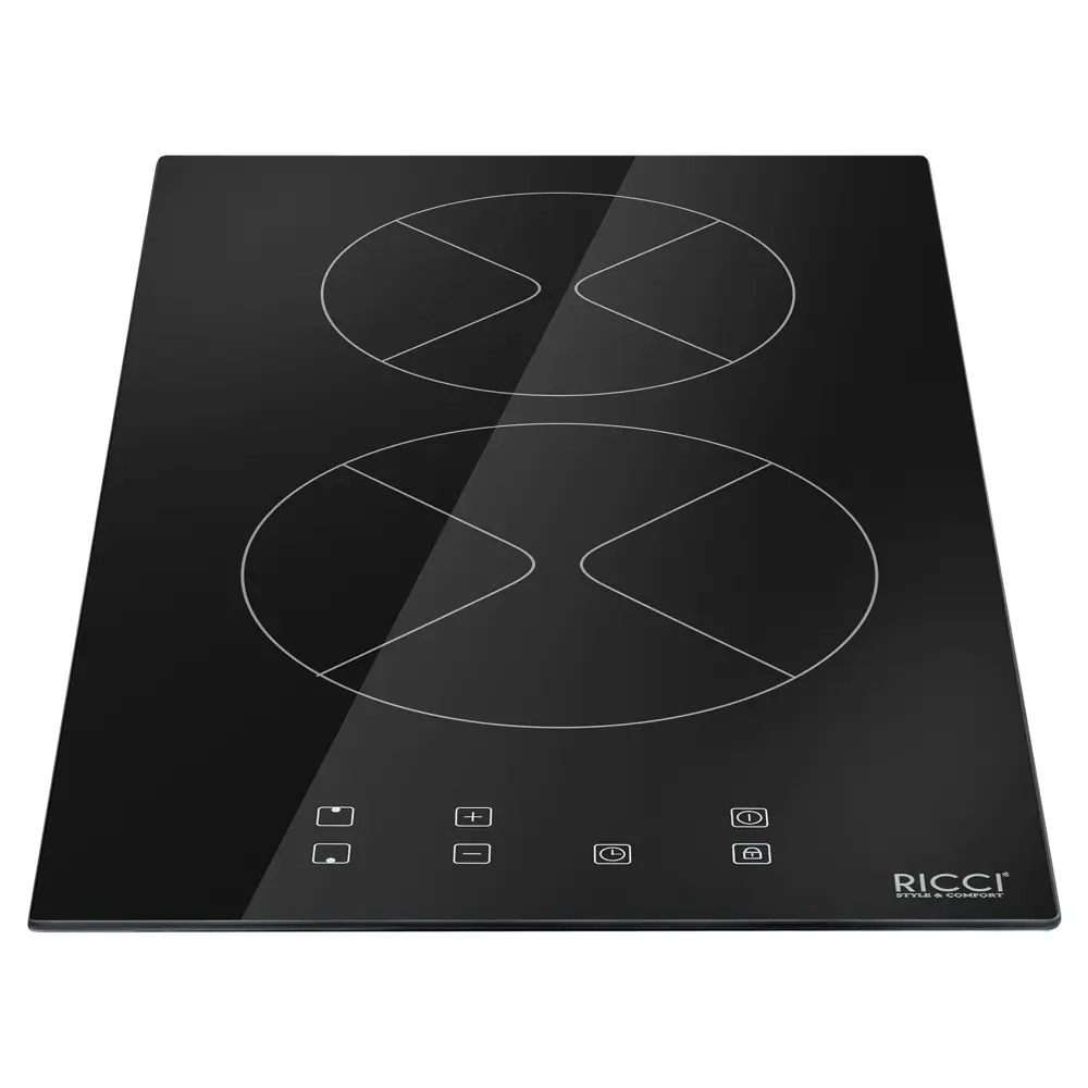 Фото 3 Стеклокерамическая варочная панель Ricci KS-T23003R 28.80 см 2 конфорки цвет черный Фото 3 Стеклокерамическая варочная панель Ricci KS-T23003R 28.80 см 2 конфорки цвет черный