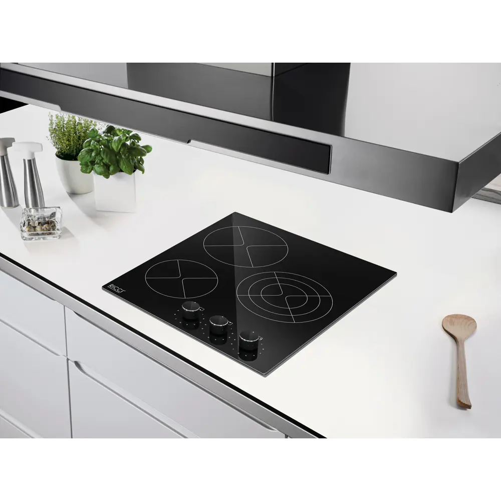 Фото 4 Стеклокерамическая варочная панель Ricci KS-T35011BR 45 см 3 конфорки цвет черный Фото 4 Стеклокерамическая варочная панель Ricci KS-T35011BR 45 см 3 конфорки цвет черный