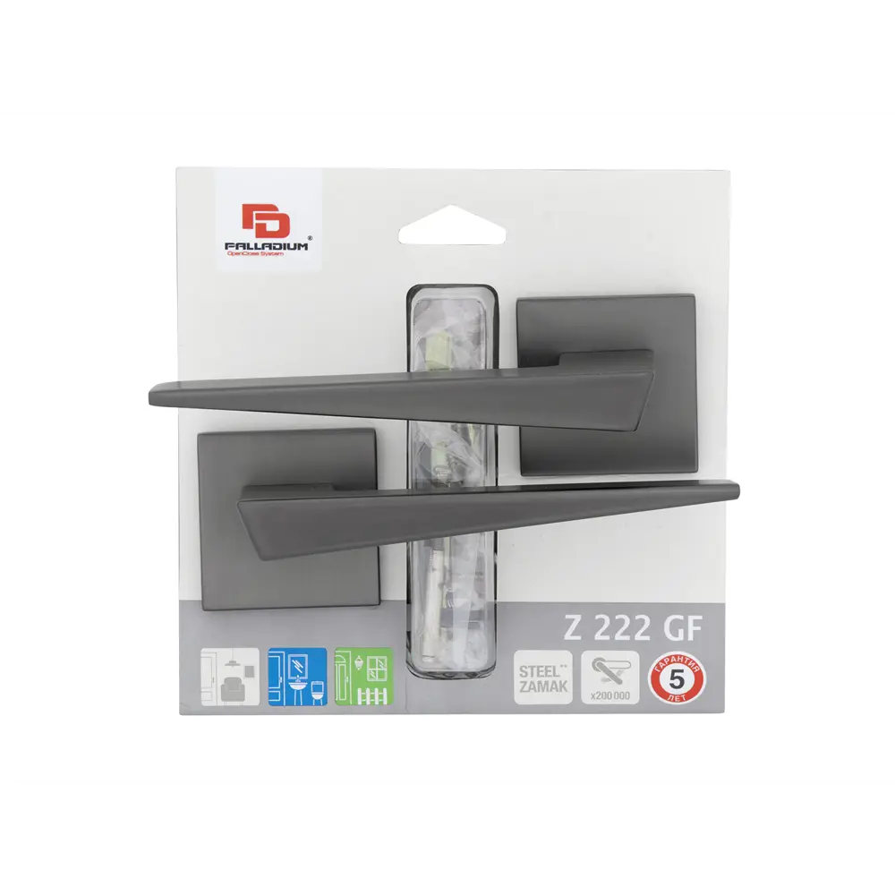Фото 3 Дверные ручки Palladium Z 222 GF, без запирания, комплект, цвет графит Фото 3 Дверные ручки Palladium Z 222 GF, без запирания, комплект, цвет графит