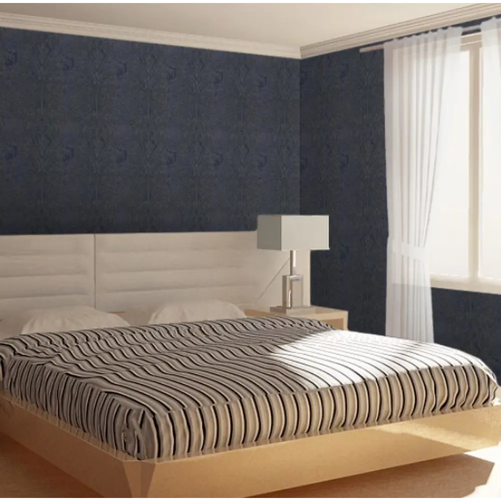 Фото 2 Обои текстильные Aura Victoria синие 0.53 м 070193 Фото 2 Обои текстильные Aura Victoria синие 0.53 м 070193