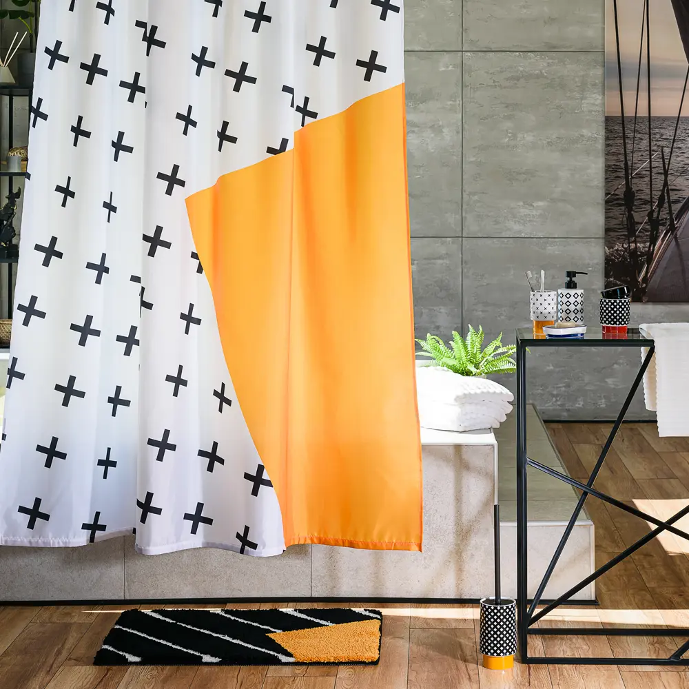 Фото 8 Коврик для ванной комнаты Moroshka Memphis 80х50 см цвет чёрный Фото 8 Коврик для ванной комнаты Moroshka Memphis 80х50 см цвет чёрный