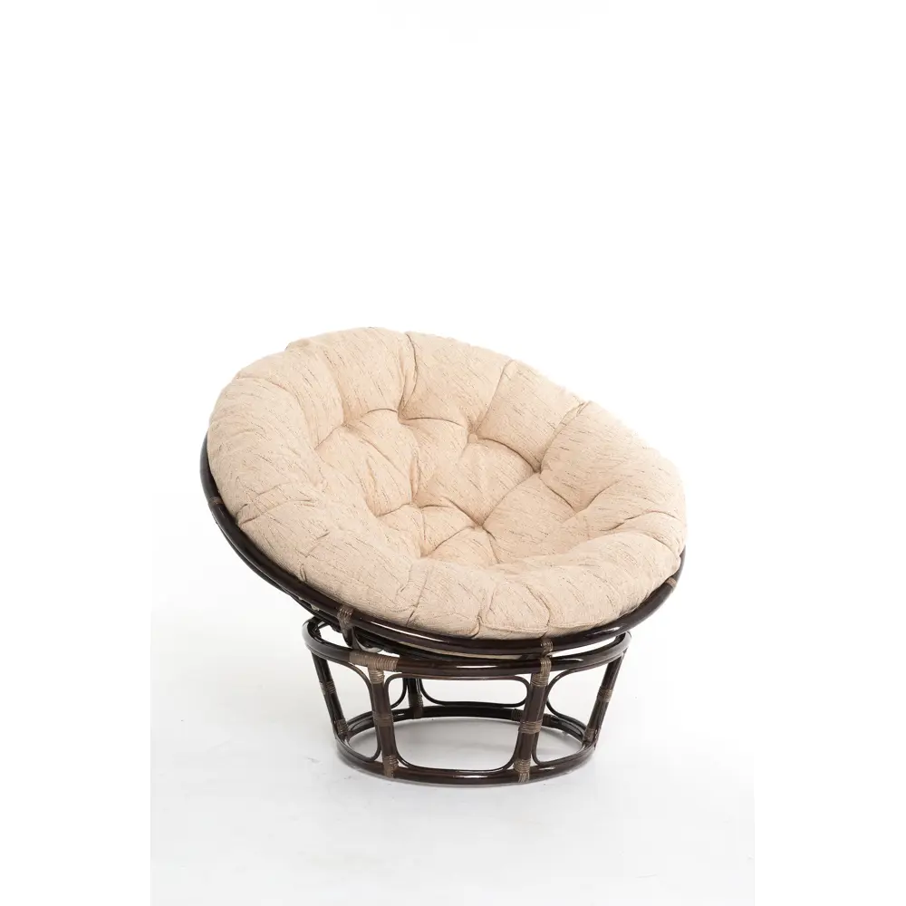 Фото Кресло Vinotti Papasan цвет темный коньяк подушка рогожка Фото Кресло Vinotti Papasan цвет темный коньяк подушка рогожка