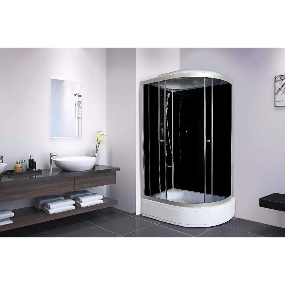 Фото 2 Душевая кабина Parly CM120L, 120х80х215, левосторонняя, стекло тонированное, профиль матовый хром Фото 2 Душевая кабина Parly CM120L, 120х80х215, левосторонняя, стекло тонированное, профиль матовый хром