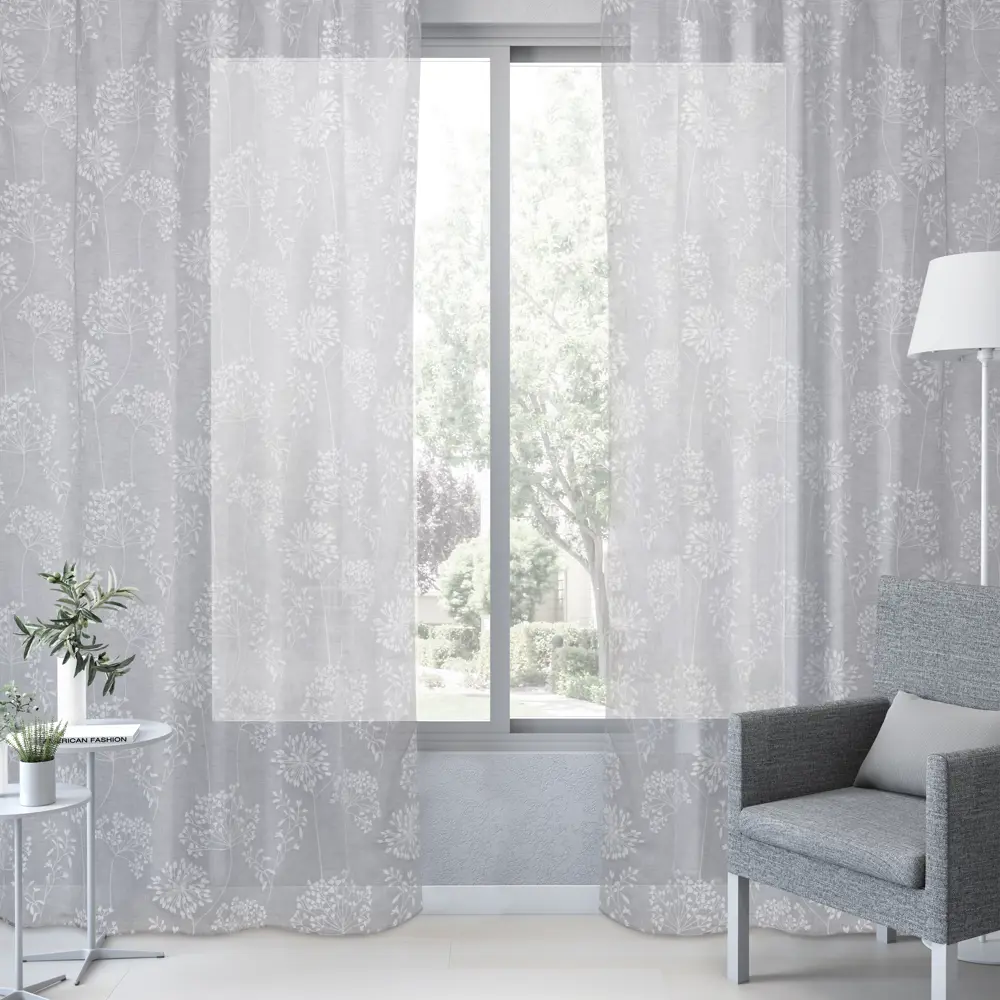 Фото 4 Тюль на ленте Manuela 250x280 см цвет серый Фото 4 Тюль на ленте Manuela 250x280 см цвет серый