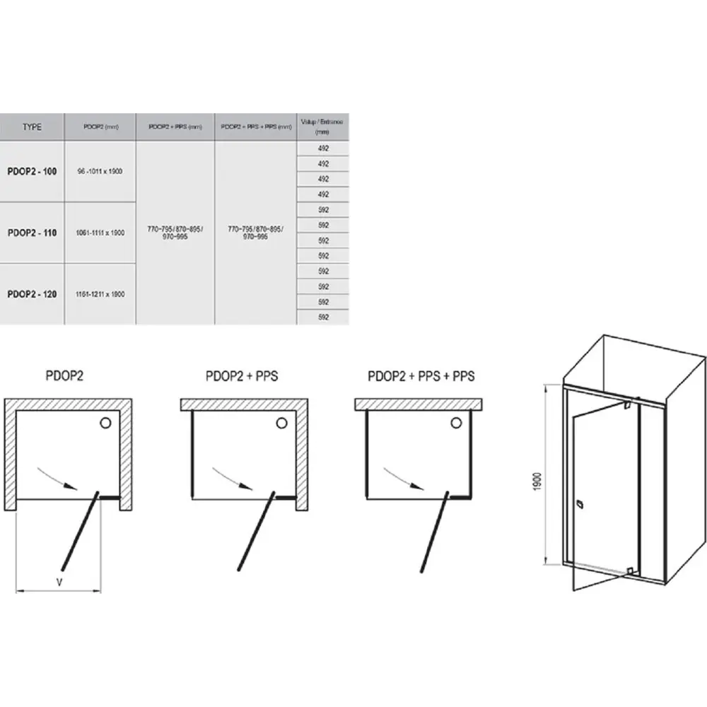 Фото 4 Душевая дверь Ravak Pivot PDOP2-120 блестящий профиль, прозрачное стекло 03GG0C00Z1