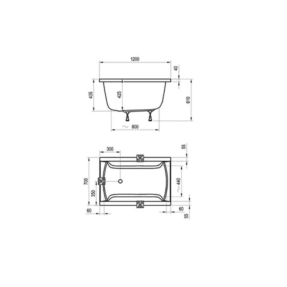 Фото 2 Прямоугольная ванна Ravak Classic акрил 61x120см