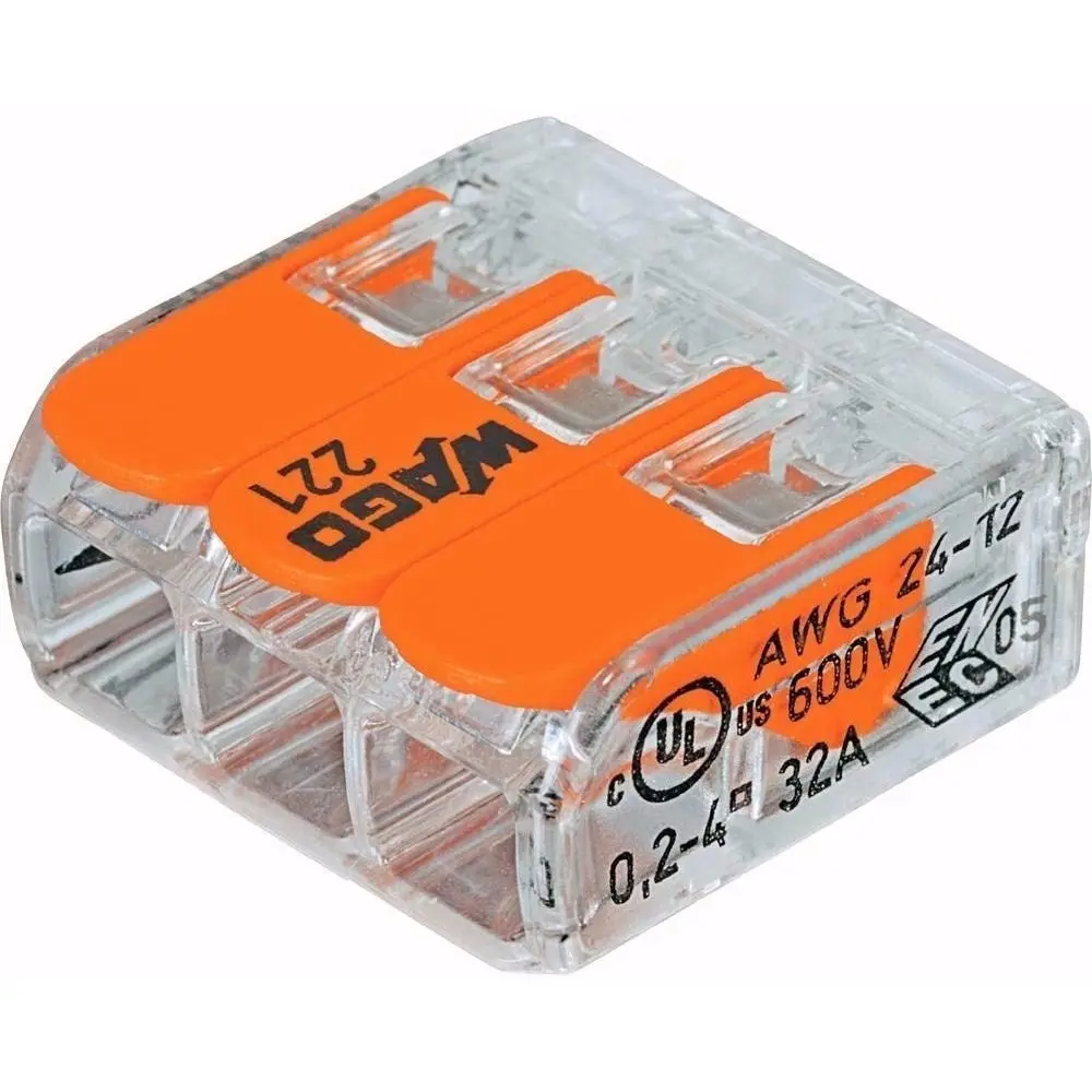Фото 4 Клемма Wago Compact 450 В 32 А 3 провода 0.14-4 мм² оранжевый 6 шт Фото 4 Клемма Wago Compact 450 В 32 А 3 провода 0.14-4 мм² оранжевый 6 шт