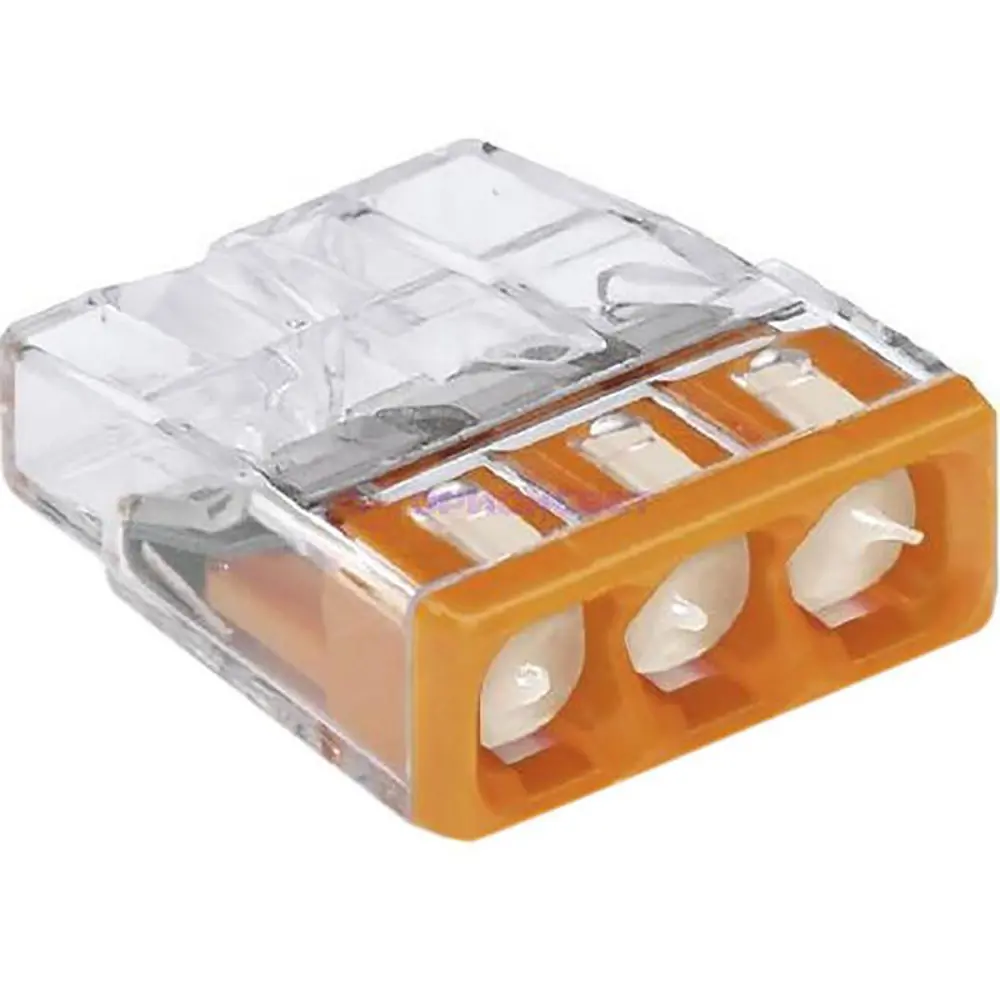 Фото 2 Клемма Wago Compact 450 В 24 А 3 провода 0.5-2.5 мм² с пастой оранжевый, 100 шт Фото 2 Клемма Wago Compact 450 В 24 А 3 провода 0.5-2.5 мм² с пастой оранжевый, 100 шт