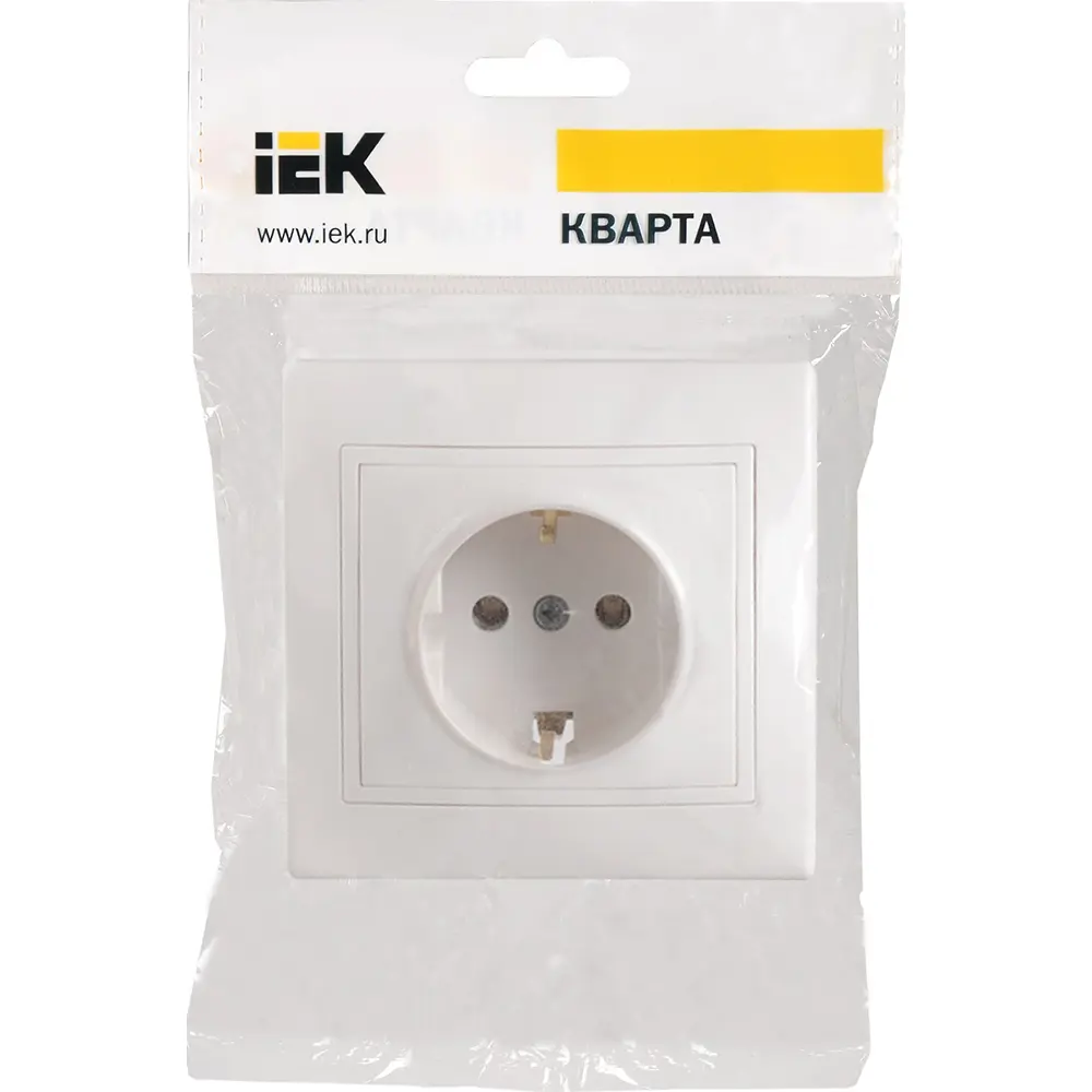 Фото 2 Розетка IEK Кварта РС10-3-КБ с заземлением белая Фото 2 Розетка IEK Кварта РС10-3-КБ с заземлением белая