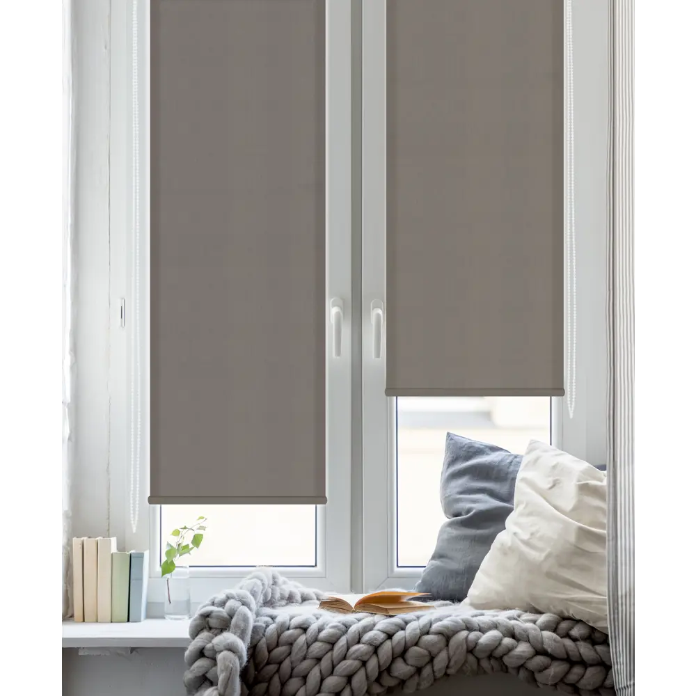 Фото 6 Штора рулонная Inspire Шантунг 80x160 см коричневая Фото 6 Штора рулонная Inspire Шантунг 80x160 см коричневая