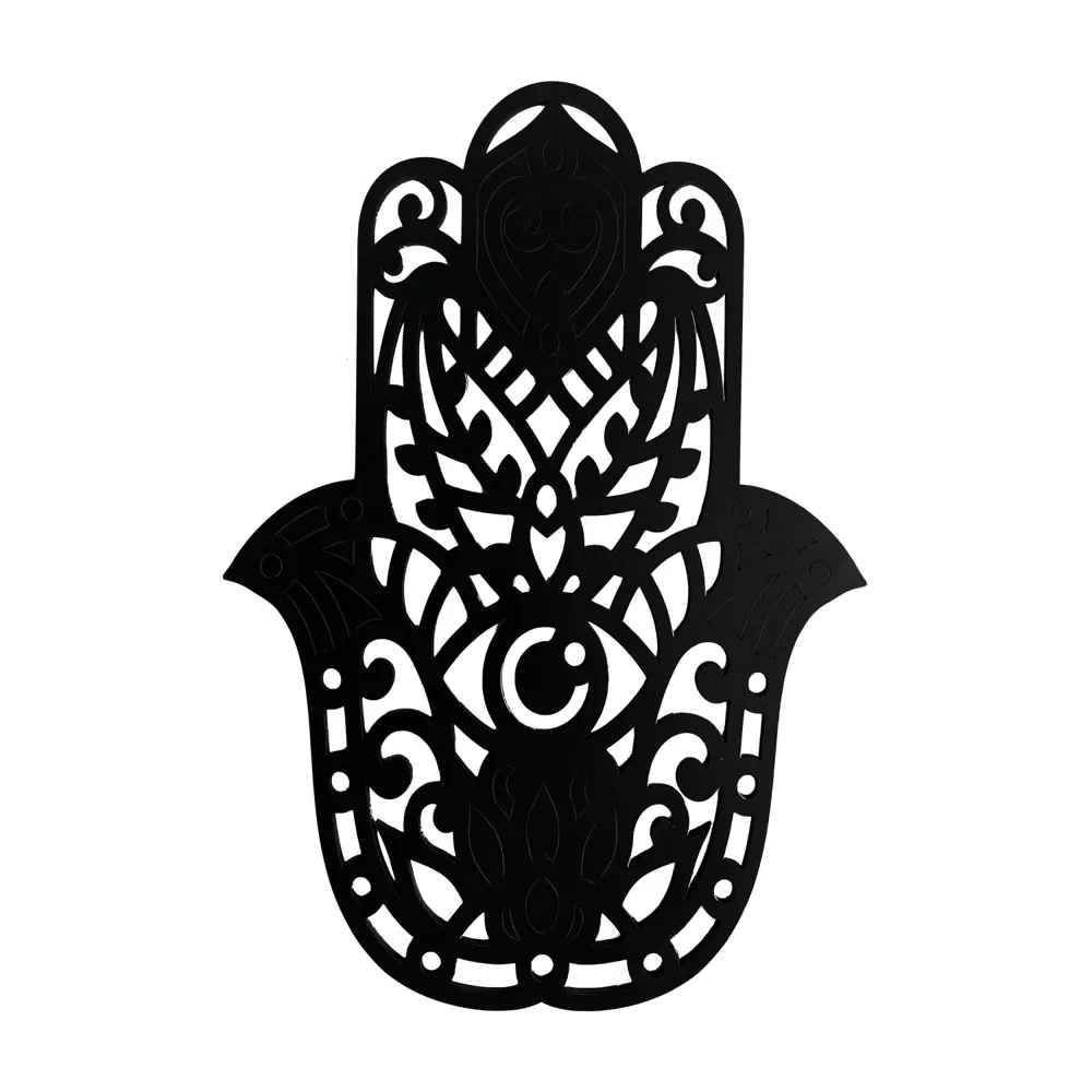 Фото Оберег настенный из дерева "Хамса - Рука Фатимы" черный