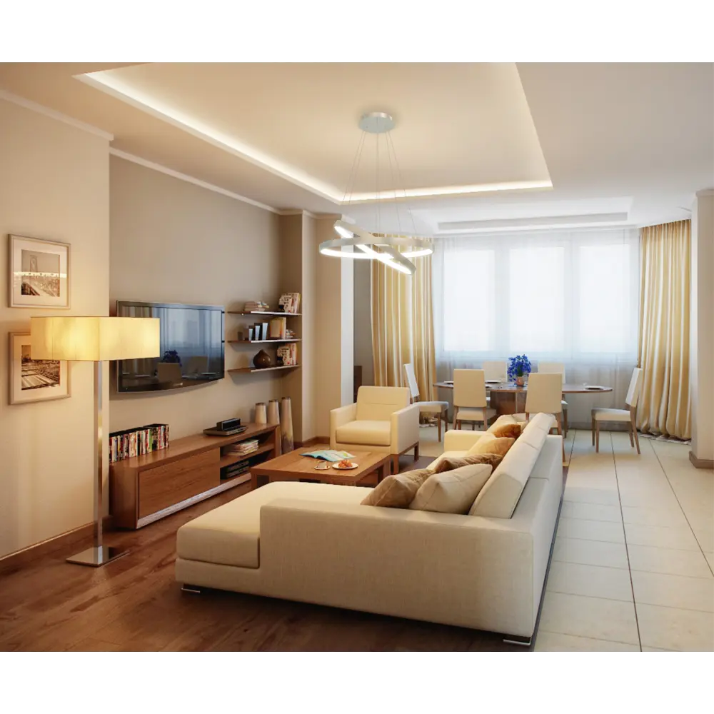Фото 6 Люстра подвесная светодиодная LUCHERA Ruedo TLRU2-30/40-01 DIM с пультом управления, 24 м², нейтральный белый свет, цвет белый Фото 6 Люстра подвесная светодиодная LUCHERA Ruedo TLRU2-30/40-01 DIM с пультом управления, 24 м², нейтральный белый свет, цвет белый