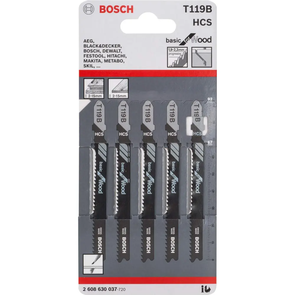 Фото Пилка для лобзика Bosch T 119 B Basic for Wood, 5 шт. 2608630037 Фото Пилка для лобзика Bosch T 119 B Basic for Wood, 5 шт. 2608630037