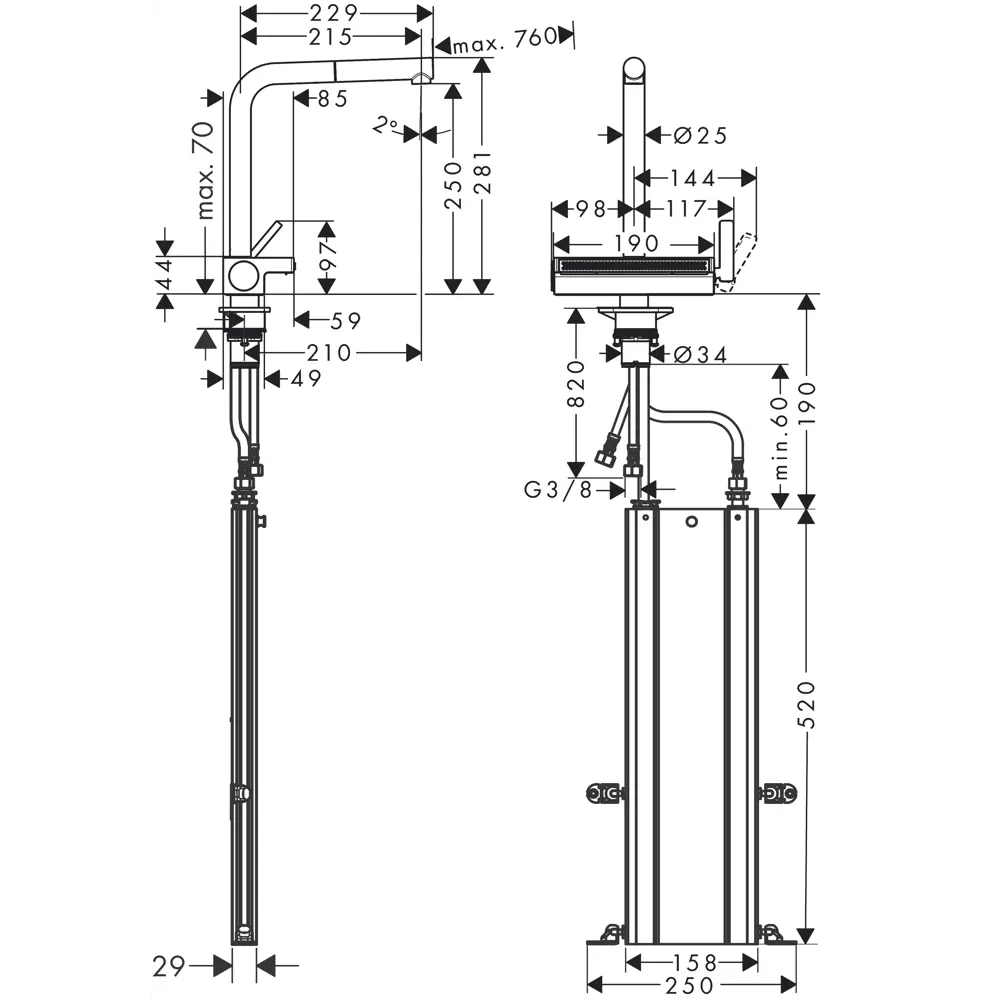 Фото 2 Однорычажный смеситель Hansgrohe цвет черный 73830670 Фото 2 Однорычажный смеситель Hansgrohe цвет черный 73830670