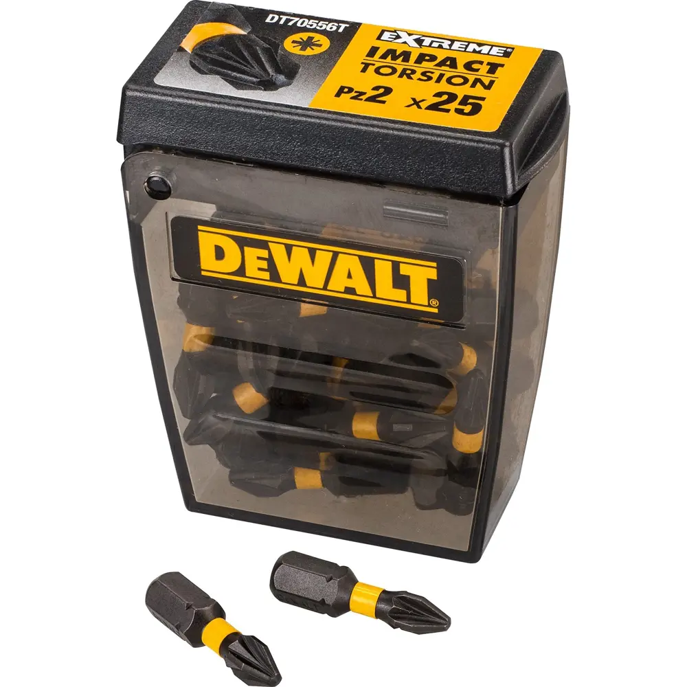 Фото Бита DeWalt DT70556T-QZ PZ2 25 мм ударная магнитная в кейсе 25 шт. Фото Бита DeWalt DT70556T-QZ PZ2 25 мм ударная магнитная в кейсе 25 шт.