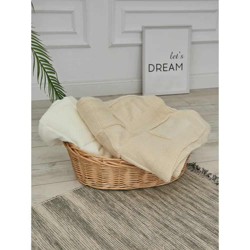 Фото 3 Плед Almaforhome КвадратыПок/топмол003, 215x140 см, трикотаж, цвет слоновая кость Фото 3 Плед Almaforhome КвадратыПок/топмол003, 215x140 см, трикотаж, цвет слоновая кость