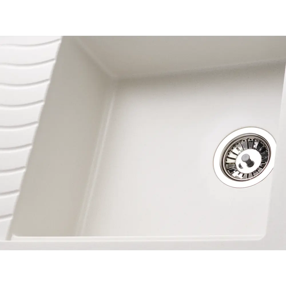 Фото 2 Мойка прямоугольная 78x19x50 см KUPPERSBERG MILA 1B1D WHITE искусственный камень цвет белый