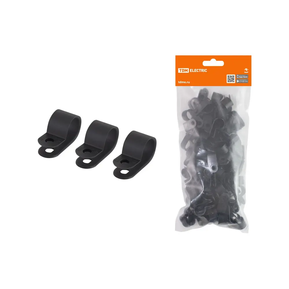 Фото Скоба нейлоновая крепежная Tdm Electric СКН-5 цвет черный 100 шт. Фото Скоба нейлоновая крепежная Tdm Electric СКН-5 цвет черный 100 шт.