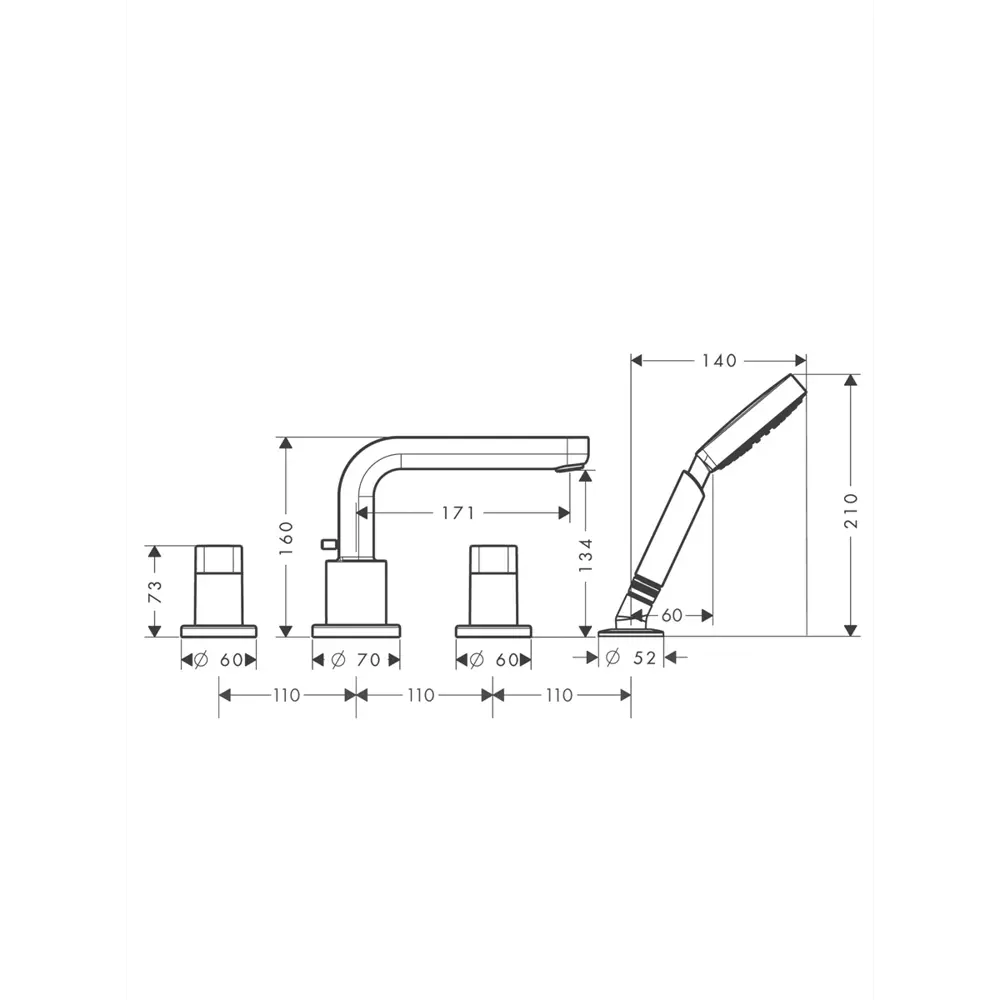 Фото 2 Смеситель для ванны Hansgrohe Metris S 31443000 двухвентильный цвет хром Фото 2 Смеситель для ванны Hansgrohe Metris S 31443000 двухвентильный цвет хром