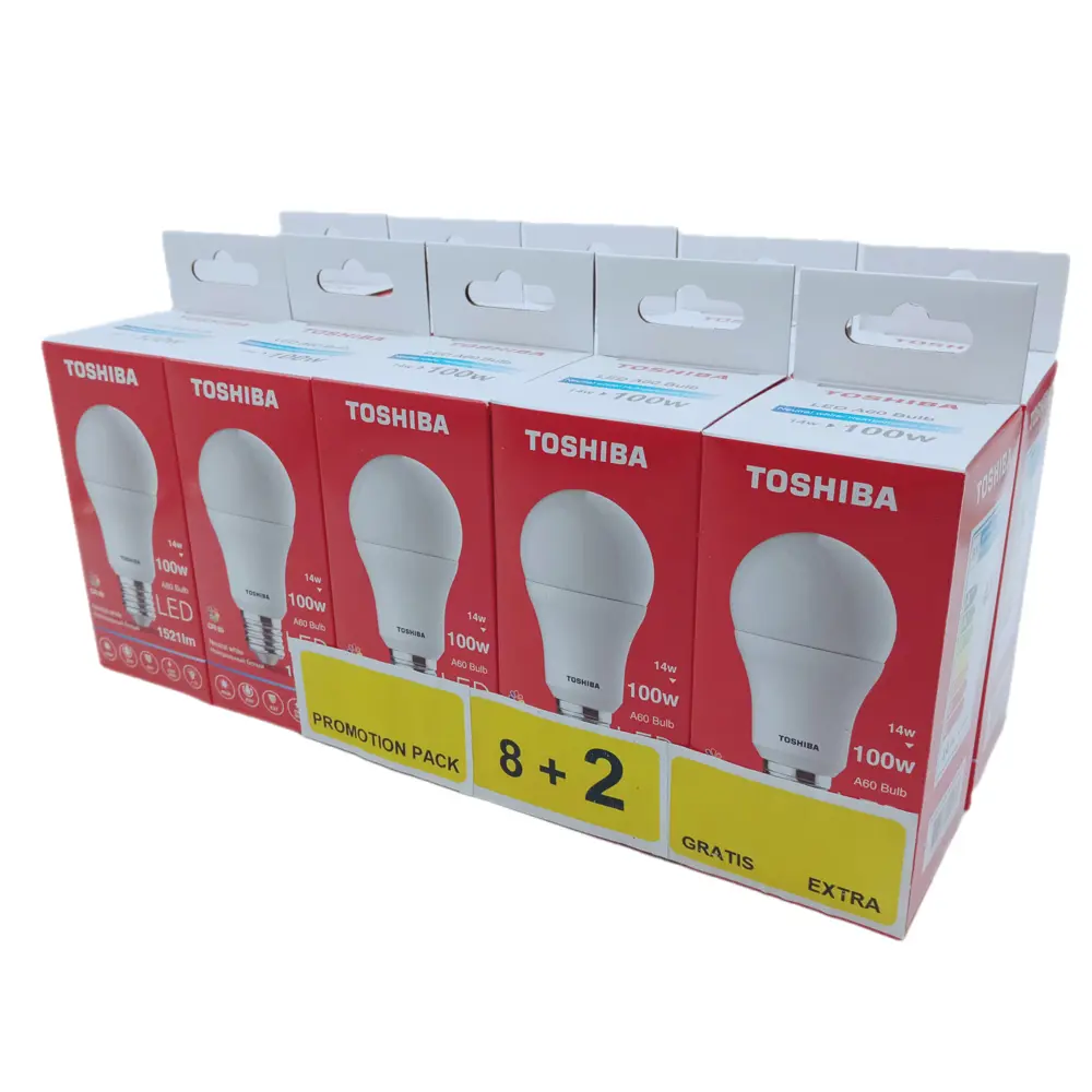 Фото Набор светодиодных ламп TOSHIBA LED A60 груша 14W/1521Лм 100В 4000K Е27 10 шт Фото Набор светодиодных ламп TOSHIBA LED A60 груша 14W/1521Лм 100В 4000K Е27 10 шт