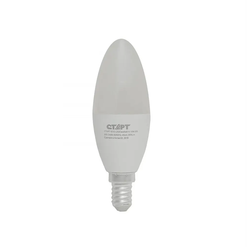 Фото Лампа светодиодная СТАРТ ECO LEDCandleE14 10W 65 10/100 E14 220-240 Вт 10 Вт свеча матовая холодный белый свет