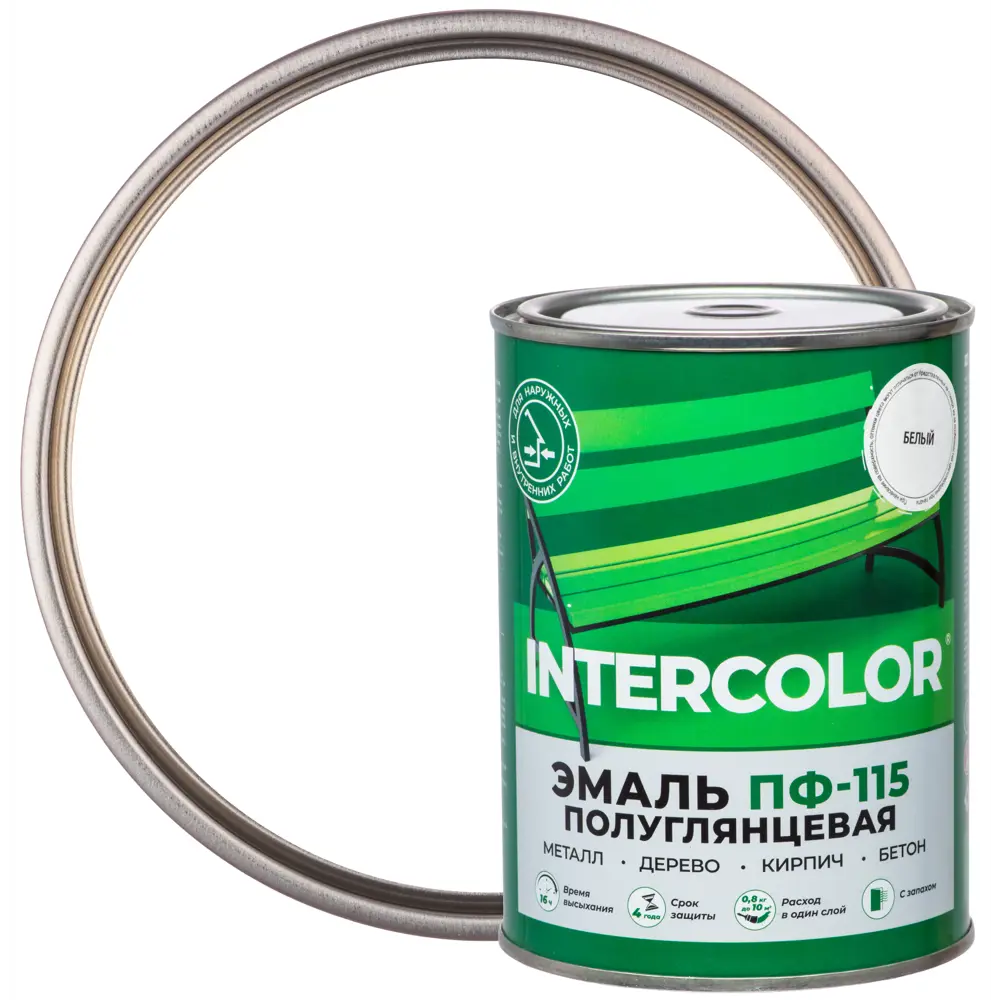 Фото Эмаль ПФ-115 Intercolor полуглянцевая цвет белый 0.8 кг Фото Эмаль ПФ-115 Intercolor полуглянцевая цвет белый 0.8 кг