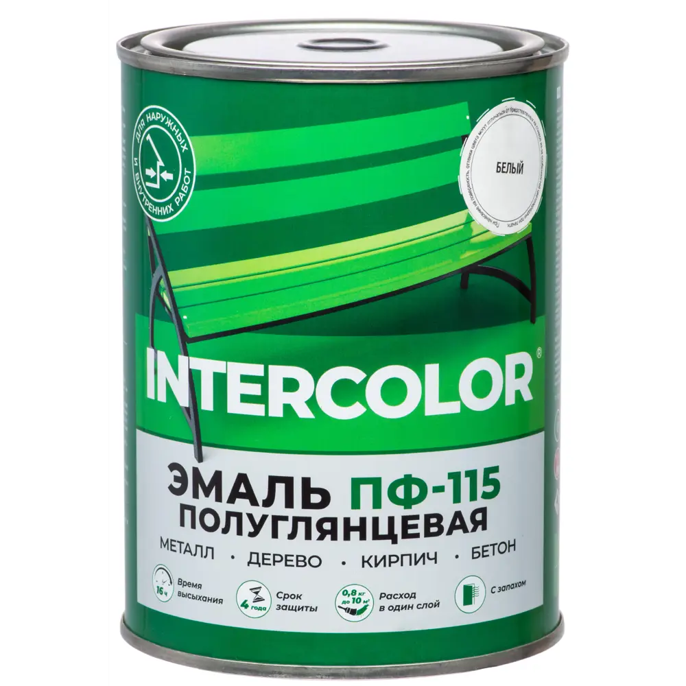 Фото 2 Эмаль ПФ-115 Intercolor полуглянцевая цвет белый 0.8 кг Фото 2 Эмаль ПФ-115 Intercolor полуглянцевая цвет белый 0.8 кг