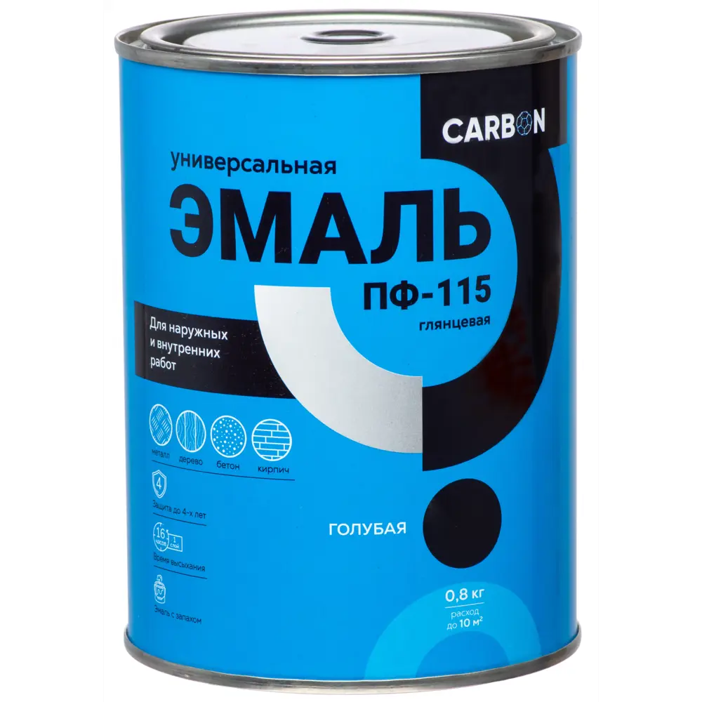 Фото 2 Эмаль ПФ-115 Carbon глянцевая цвет голубой 0.8 кг Фото 2 Эмаль ПФ-115 Carbon глянцевая цвет голубой 0.8 кг