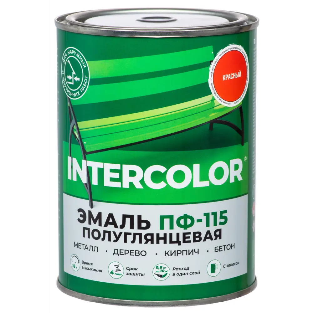 Фото 2 Эмаль ПФ-115 Intercolor полуглянцевая цвет красный 0.8 кг Фото 2 Эмаль ПФ-115 Intercolor полуглянцевая цвет красный 0.8 кг
