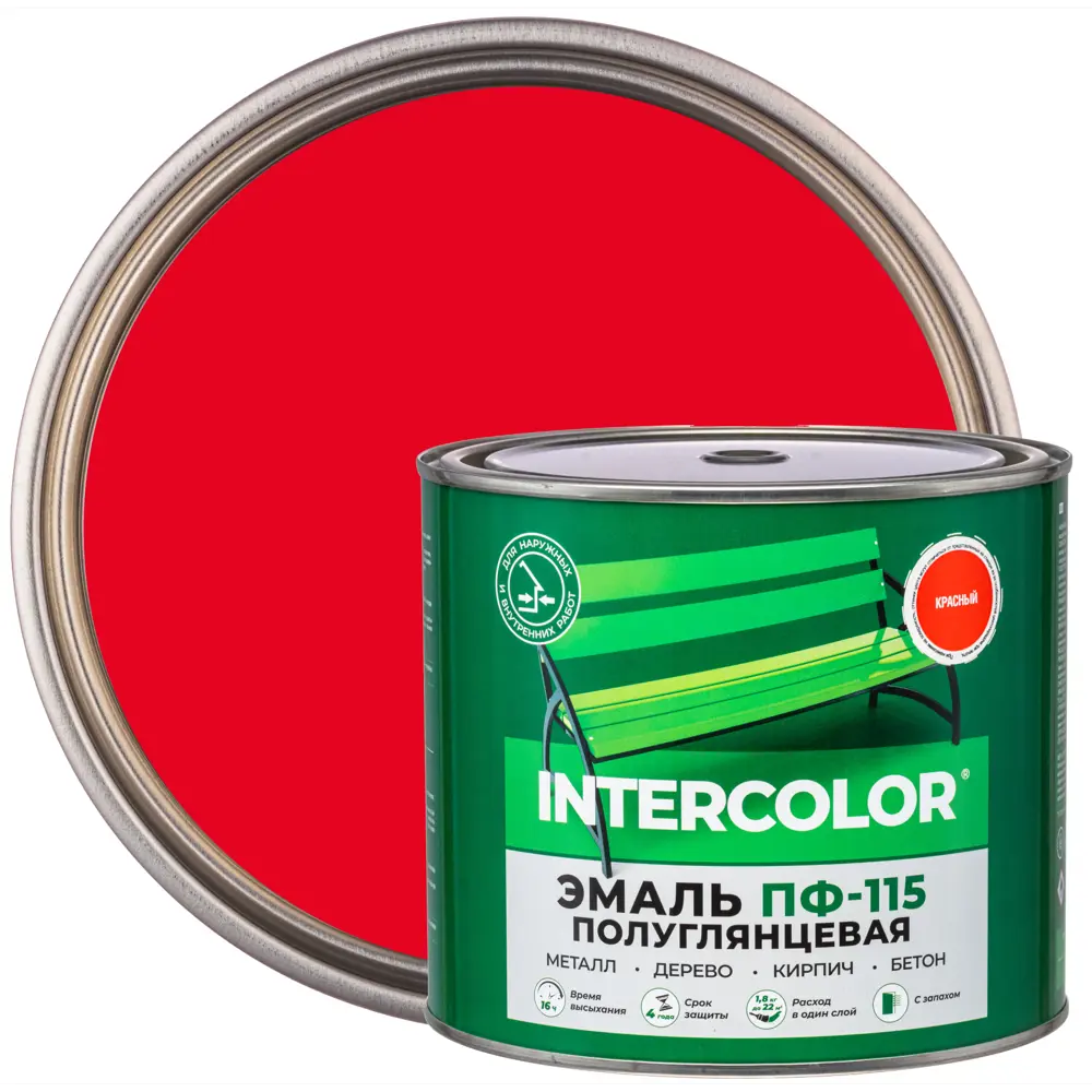 Фото Эмаль ПФ-115 Intercolor полуглянцевая цвет красный 1.8 кг Фото Эмаль ПФ-115 Intercolor полуглянцевая цвет красный 1.8 кг