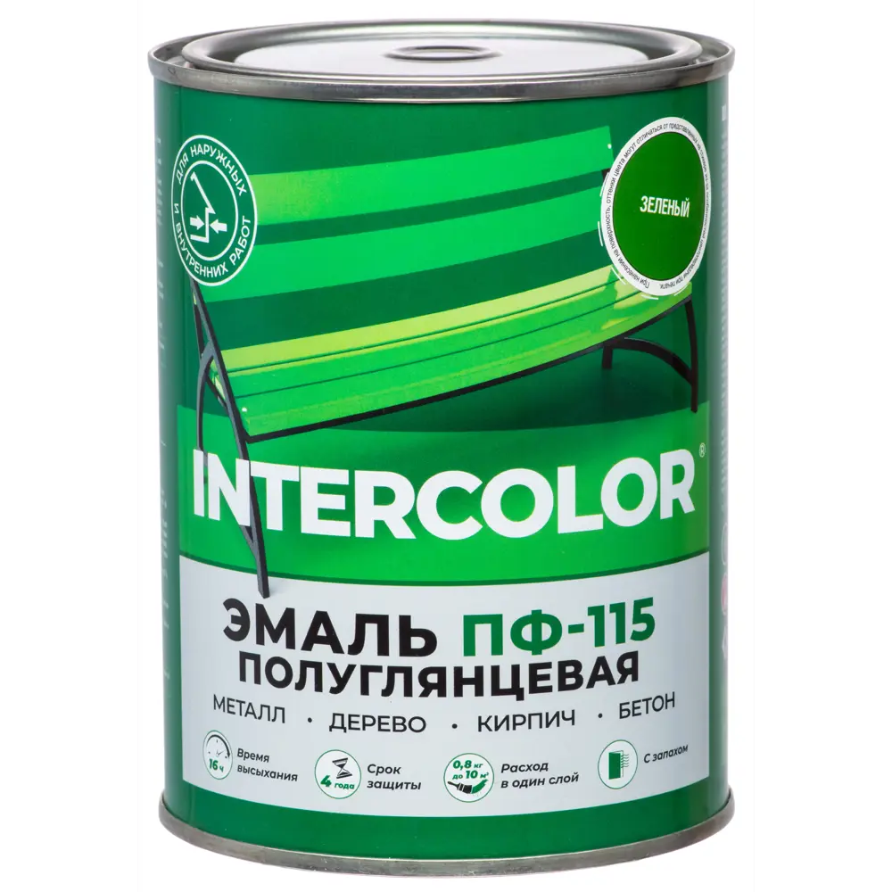 Фото 2 Эмаль ПФ-115 Intercolor полуглянцевая цвет зеленый 0.8 кг Фото 2 Эмаль ПФ-115 Intercolor полуглянцевая цвет зеленый 0.8 кг