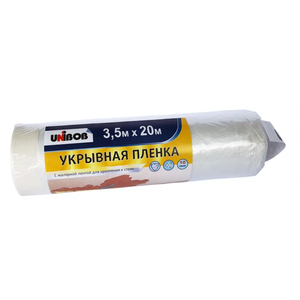 Фото 3 Пленка защитная с малярной лентой Unibob 2.7 х 20 м Фото 3 Пленка защитная с малярной лентой Unibob 2.7 х 20 м