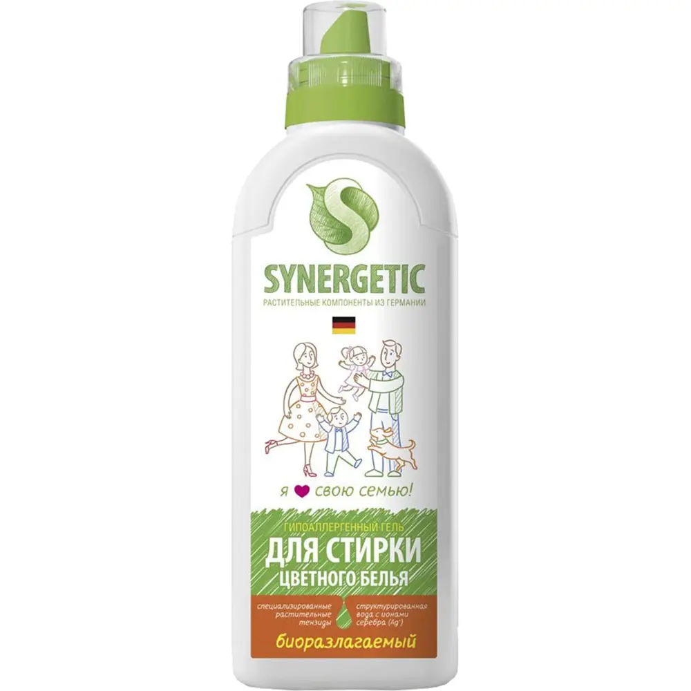 Фото Гель для стирки Synergetic для цветного белья 0.75 л Фото Гель для стирки Synergetic для цветного белья 0.75 л