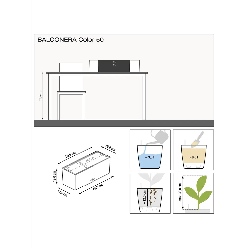 Фото 7 Кашпо подвесное с автополивом LECHUZA BALCONERA Color 50 15696 8 л Фото 7 Кашпо подвесное с автополивом LECHUZA BALCONERA Color 50 15696 8 л