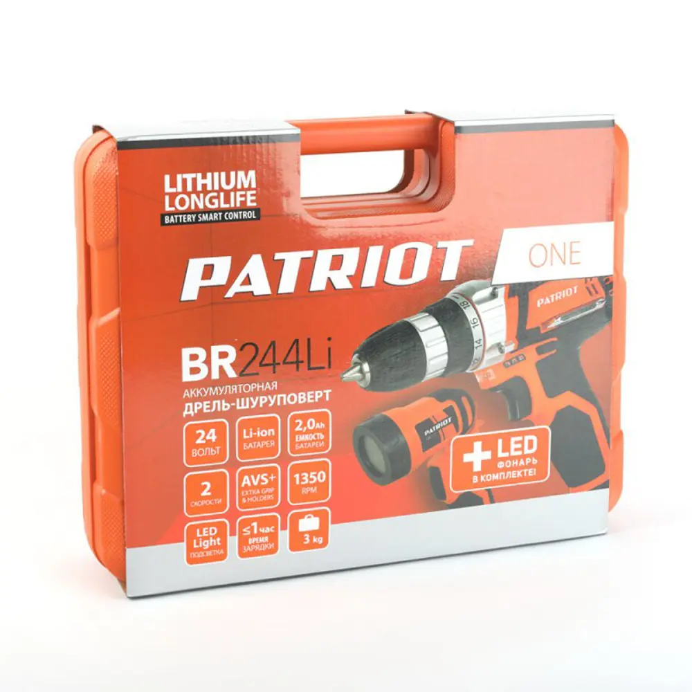 Фото 7 Дрель-шуруповерт аккумуляторная PATRIOT BR 244Li LED The One, 24В Li-Ion 2х2Ач Фото 7 Дрель-шуруповерт аккумуляторная PATRIOT BR 244Li LED The One, 24В Li-Ion 2х2Ач