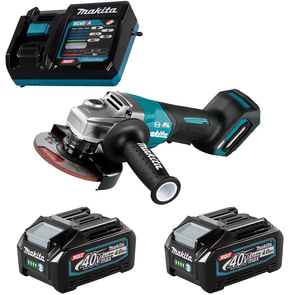 Фото УШМ аккумуляторная бесщеточная Makita GA013GM201, 40 В Li-Ion 2x4 Ач, 125 мм Фото УШМ аккумуляторная бесщеточная Makita GA013GM201, 40 В Li-Ion 2x4 Ач, 125 мм