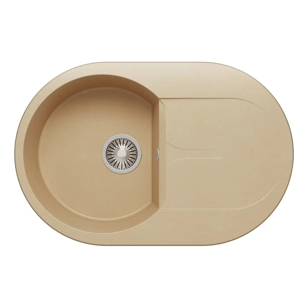 Фото Мойка овальная 76x20x50 см POLYGRAN искусственный камень цвет бежевый Фото Мойка овальная 76x20x50 см POLYGRAN искусственный камень цвет бежевый