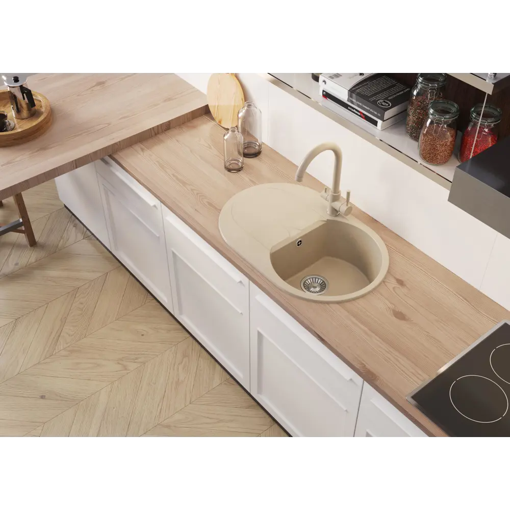 Фото 3 Мойка овальная 76x20x50 см POLYGRAN искусственный камень цвет бежевый Фото 3 Мойка овальная 76x20x50 см POLYGRAN искусственный камень цвет бежевый