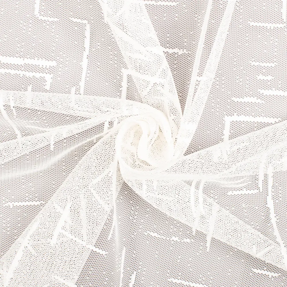 Фото 2 Тюль сетка жаккард "Капри" 300x250 цвет кремовый, на шторной ленте