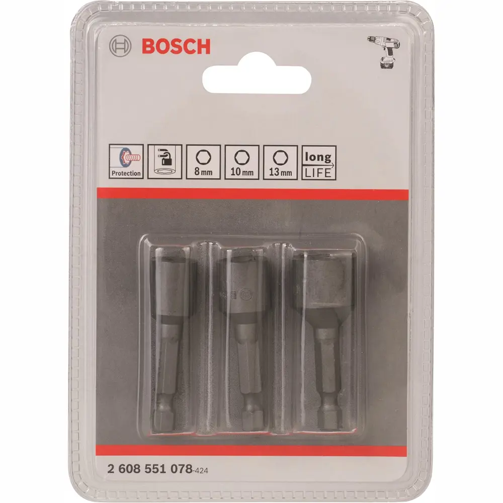 Фото 2 Набор бит Bosch 2608551078 с торцевыми головками 8 10 13 мм 50 мм Фото 2 Набор бит Bosch 2608551078 с торцевыми головками 8 10 13 мм 50 мм
